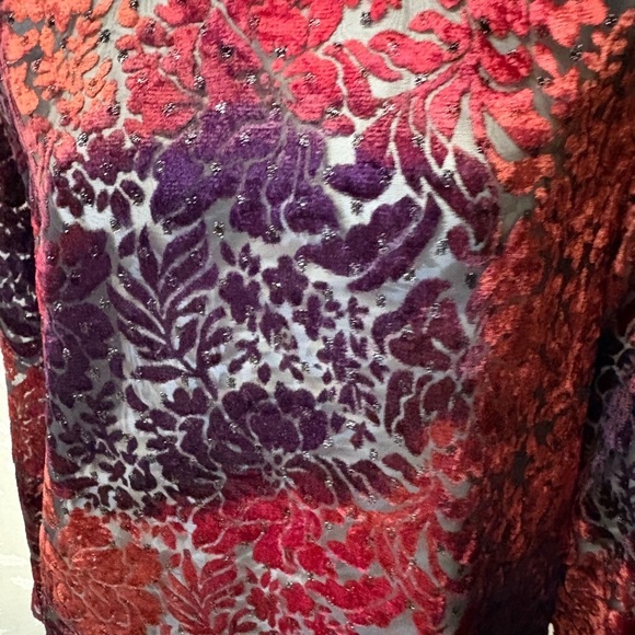 Carole Little Red and Purple Graphic Blouse with Long Sleeves Vintage - Picture 3 of 8